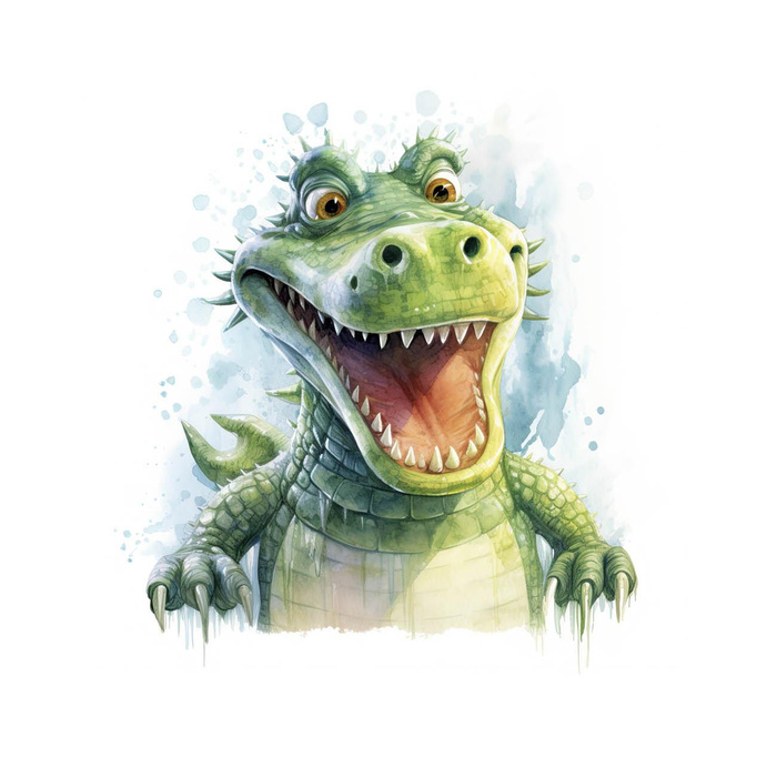 WATERCOLOR CROCODILE - PANEL (60cm x 50cm) SINGLE JERSEY