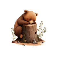 SLEEPING BEAR - panel (60cm x 50cm) SINGLE JERSEY