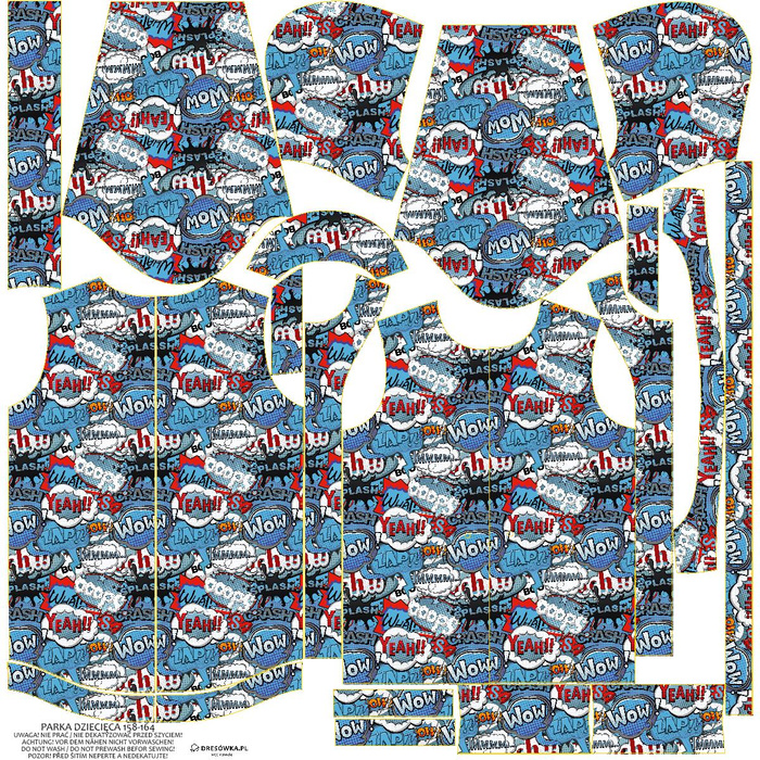 PARKA DZIECIĘCA (ARIEL) - KOMIKS (niebiesko - czerwony) - softshell (122/128)