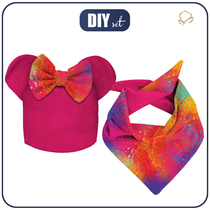 KID'S CAP AND SCARF (MOUSE) - COLORFUL SPECKS 48-50