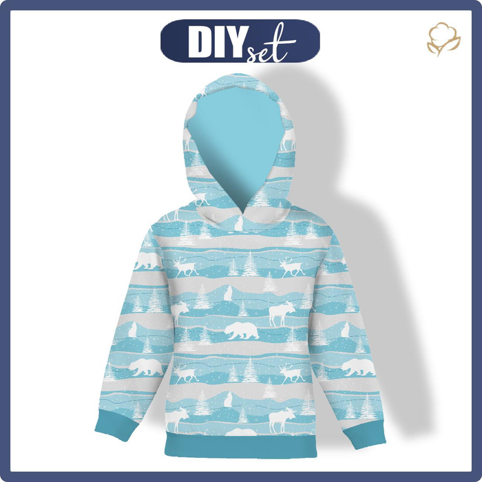 KID'S HOODIE - Alaska / light blue - looped knit fabric (134/140)
