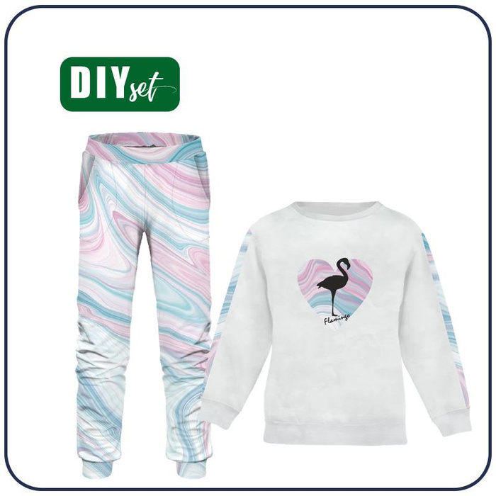 Jogginganzug für Kinder (MILAN) - Flamingo / Aquarell - Sommersweat (122/128)