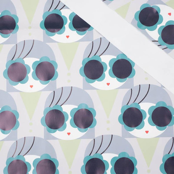 DZIEWCZYNKA W OKULARACH / błękitny - Materiał na peleryny przeciwdeszczowe