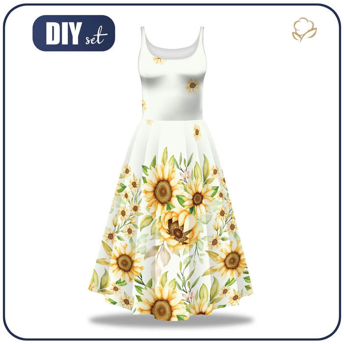 DRESS "ISABELLE" - PASTEL SUNFLOWERS PAT. 3 - sewing set M