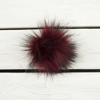 Kunstfell Pompon 9 cm - melange  dunkelrot