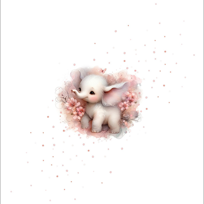CUTE PINK ELEPHANT - Panel (60cm x 50cm)  Polster- Velours