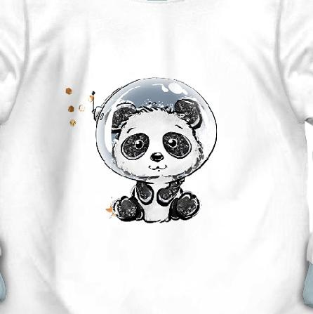 CHILDREN'S PAJAMAS " MIKI" - PANDA (CUTIES IN THE SPACE) - Elastic cotton knit fabric (122/128)