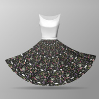 PASTEL FLOWERS / black - circle skirt panel