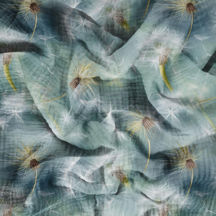 WATERCOLOR DANDELION WZ. 2 - Muślin bawełniany