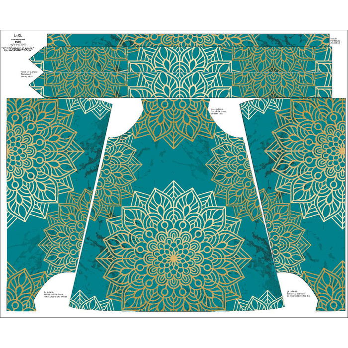 SUKIENKA "DALIA" MINI (L-XL) - MANDALA wz. 5 / szmaragdowy - zestaw do uszycia 