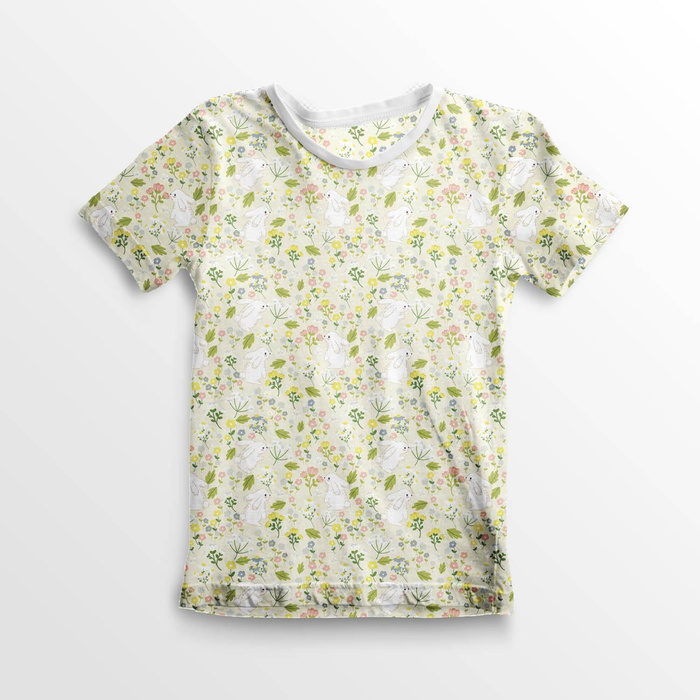 BUNNIES ON A MEADOW  - single jersey with elastane 