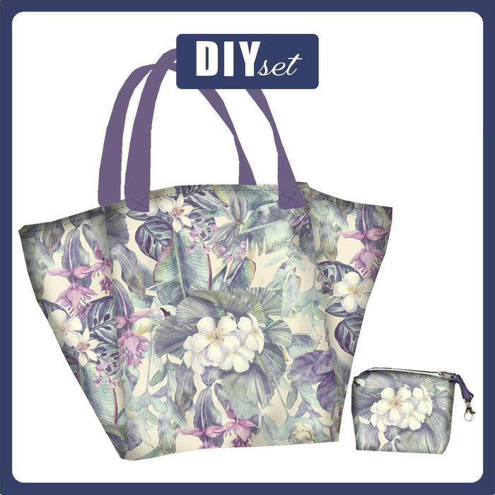 XL Tasche mit Utensilientasche 2 in 1 - PURPLE FLORAL- Nähset