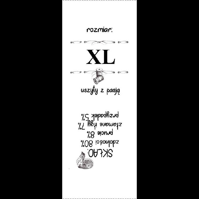 Wszywka europejska "CENTYMETR" PL - rozmiar XS - Komplet 9 szt