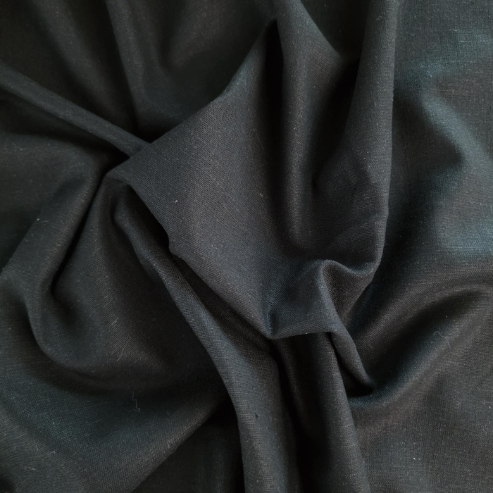 Leinengewebe mit Elasthan - BLACK