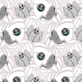 SPOOKY GHOSTS / WHITE (SCARY HALLOWEEN) - Waterproof woven fabric
