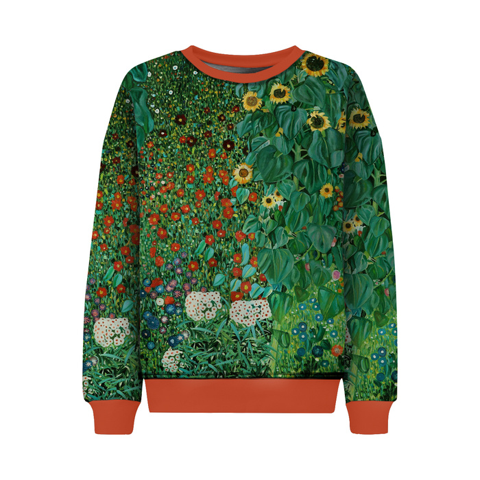 CHILDREN'S (NOE) SWEATSHIRT -  FARM GARDEN WITH SUNFLOWERS (Gustav Klimt) - sewing set (110/116)
