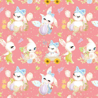 BUNNIES MIX (CUTE BUNNIES) - Cotton woven fabric