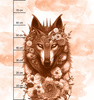 FANTASY WOLF / peach fuzz - Panel (75cm x 80cm) Voděodolná tkanina Oxford