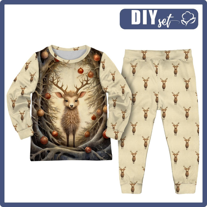 CHILDREN'S PAJAMAS " MIKI" - VINTAGE CHRISTMAS REINDEER PAT. 1 - sewing set (98/104)