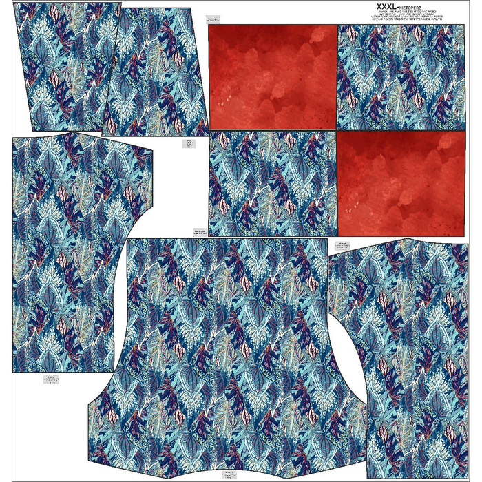 SNOOD SWEATSHIRT (FURIA) - BLUE LEAVES (VINTAGE) - looped knit fabric - L