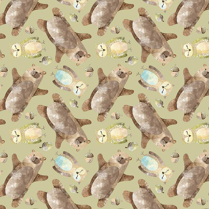 BEARS AND OWLS (FOREST ANIMALS) - Waterproof woven fabric