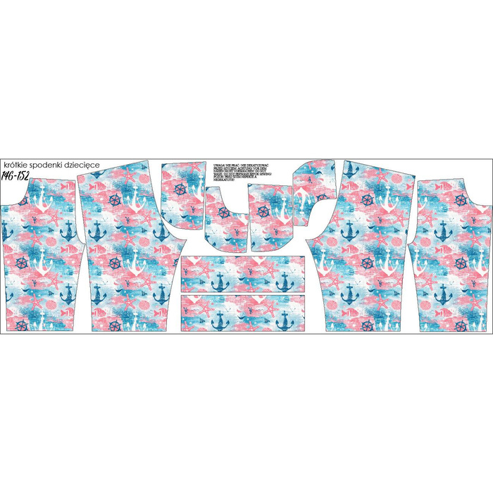 KID`S SHORTS (RIO) - MARINE pat. 5 - looped knit fabric (134/140)