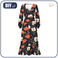 WRAP FLOUNCED DRESS "ABELLA" (M) - FLOWERS wz.8 - sewing set