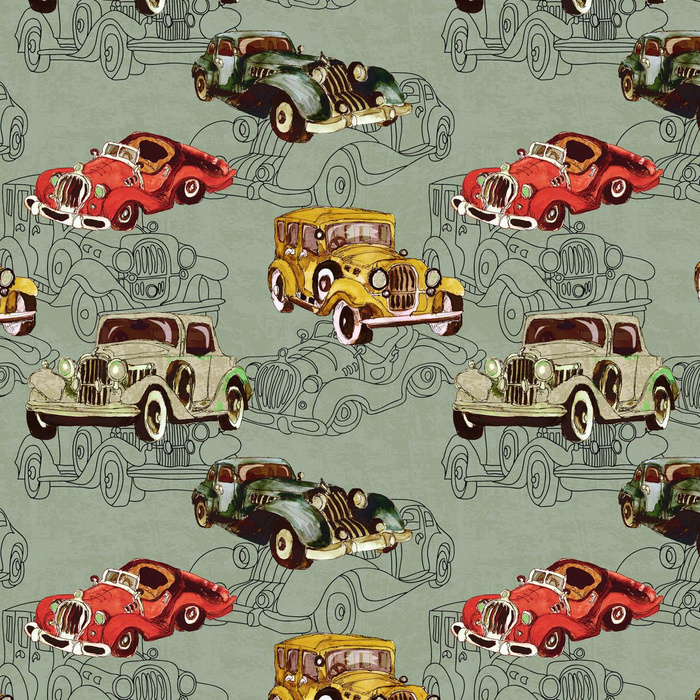 OLD CARS pat. 3 - Waterproof woven fabric