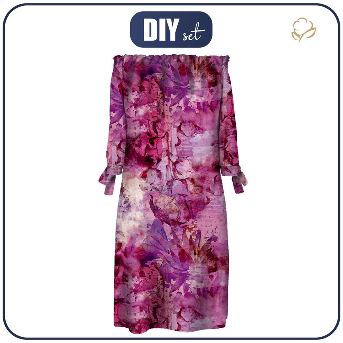 DRESS "CARMEN" - PINK PARADISE PAT. 3 - crepe M