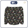 Bardot neckline blouse (SOFIA) - PASTEL FLOWERS / black - sewing set L