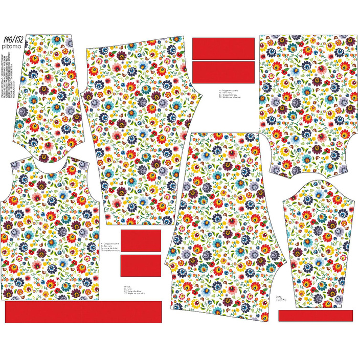 CHILDREN'S PAJAMAS " MIKI" - LOWICZ FOLKLORE / white - Elastic cotton knit fabric (146/152)