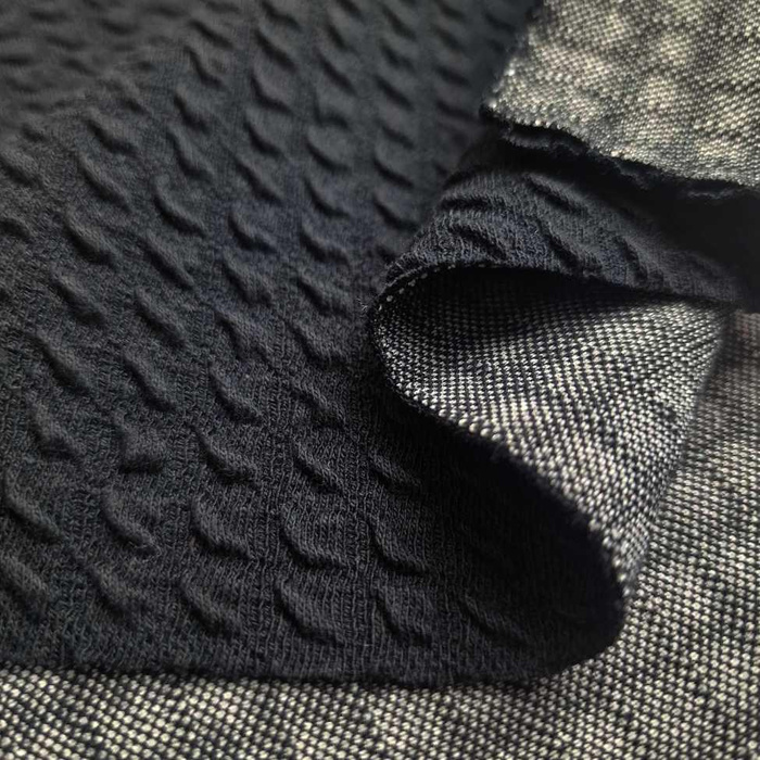 3D Waffle Cotton Knit - BLACK D-16 