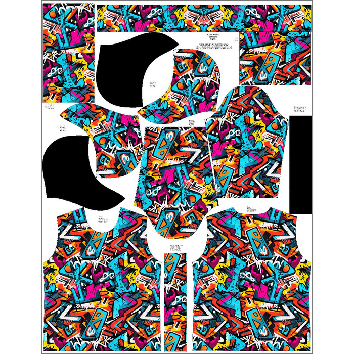 UNISEX HOODIE (HYDRA) - COLORFUL GRAFFITI - sewing set XXL