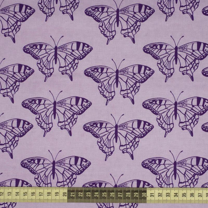 MOTÝLI / purpurová (PURPUROVÍ MOTÝLI) - tkanina bawełniana