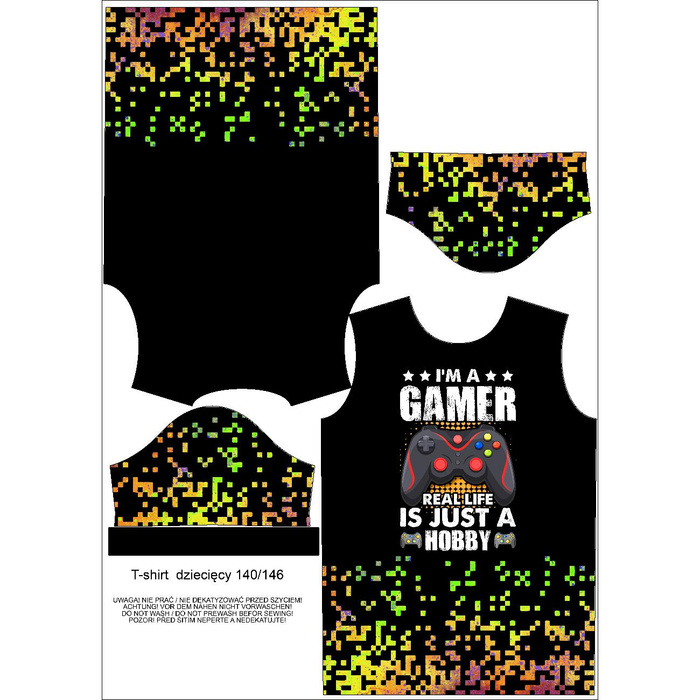 T-SHIRT DZIECIĘCY - GAMER - zestaw do uszycia (140/146)