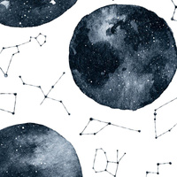 PLANETEN UND KONSTELLATIONEN  (GALAKTISCHE TIERE) - Baumwoll Webware