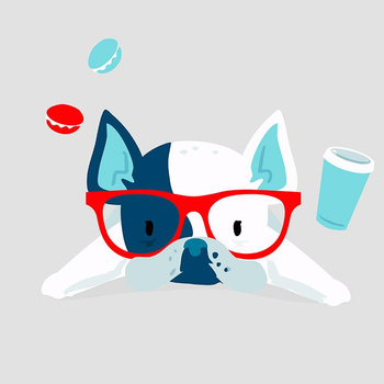 Dog with glasses (J'adore Paris) / aqua - panel