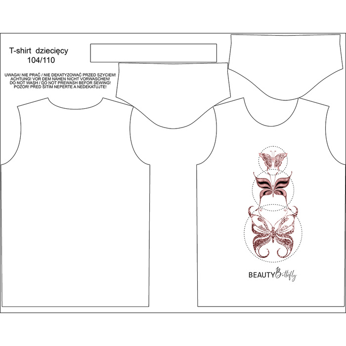 KID’S T-SHIRT - BUTTERFLIES MIX PAT. 4 (GLITTER BUTTERFLIES) - Single Jersey (128/134)