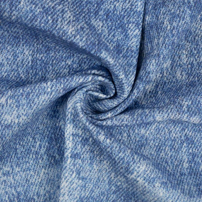 POTÍRANÝ JEANS (modrý) - organický úplet single jersey s elastanem 