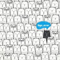 OOPS ERROR / blau - weiß - Baumwoll Webware