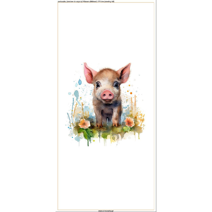 PILLOW 45X45 - WATERCOLOR PIGGY - Panama 220g - sewing set
