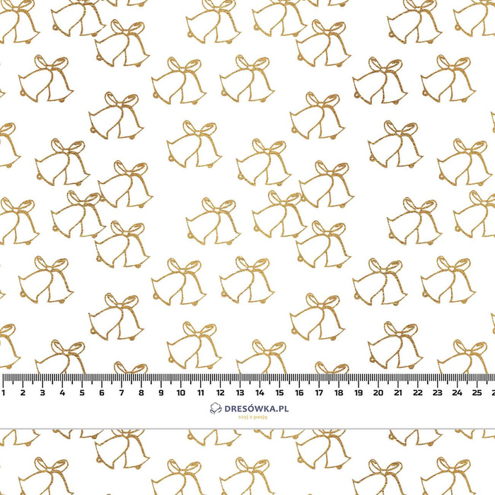 GOLDENE WEIHNACHTSGLOCKEN (WEIßE WEIHNACHTEN) - Baumwoll Webware