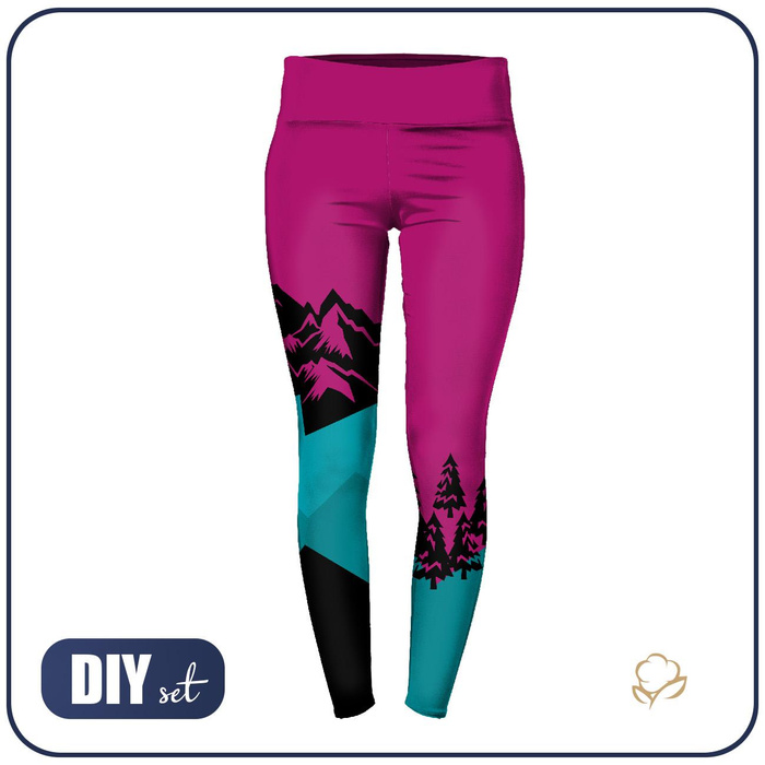SPORTS LEGGINGS - WINTER MOUNTAIN - sewing set - L
