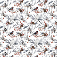 WINTER BIRDS pat. 1 (WINTER IN PARK) - Cotton woven fabric