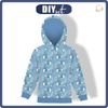 KID'S HOODIE (ALEX) - PENGUINS ON BEARS / light blue (ENCHANTED WINTER) - looped knit fabric (146/152)