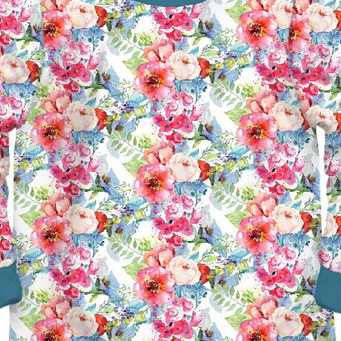 CHILDREN'S PAJAMAS " MIKI" - WILD ROSE PAT. 3 (IN THE MEADOW) - Elastic cotton knit fabric (86/92)