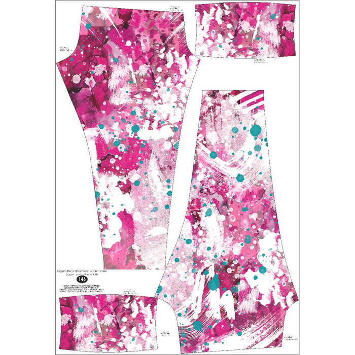 MÄDCHEN THERMO LEGGINGS (DORA) - PINK SPLATTER - Nähset 128