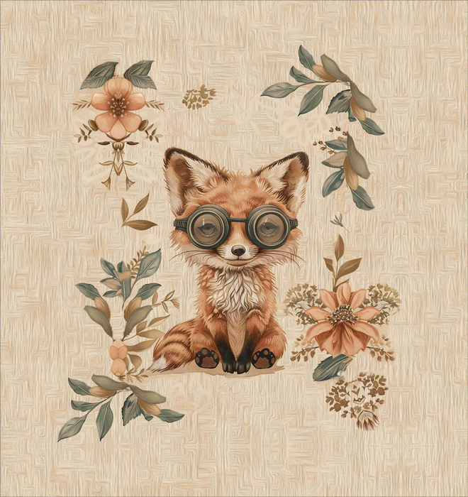 FOX STEAMPUNK FOREST - panoramic panel softshell (60cm x 140cm)