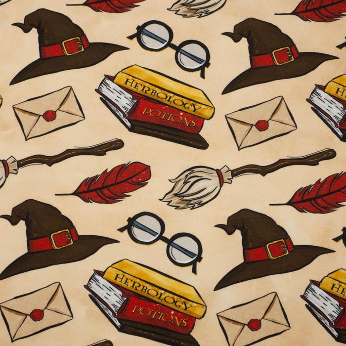 MAGIC MIX PAT. 1 (MAGIC SCHOOL) / beige - Cotton woven fabric