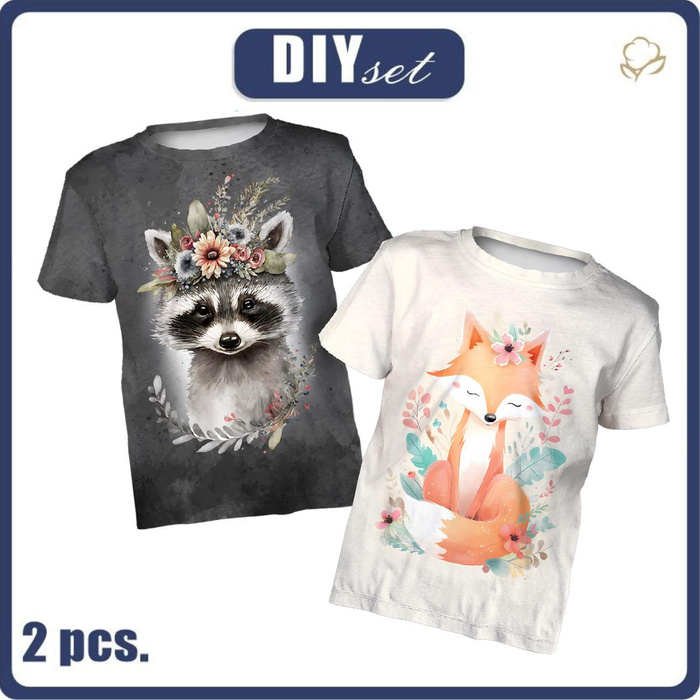 2-PACK - T-SHIRT DZIECIĘCY - BABY ANIMALS WZ. 2 - ZESTAW DO USZYCIA (140/146)